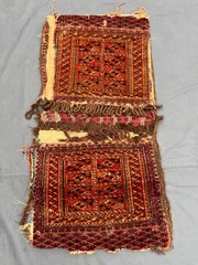 Red Tribal Distressed Low Pile Rug 2×3 ft Hand Knotted Turkish Saddlebag