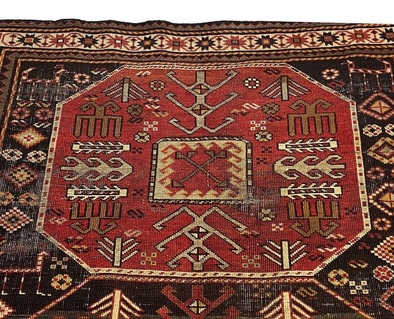 #892 Rare exquisite 19th Caucasian Kazak Chagli Rug 79"by 55"w gallery