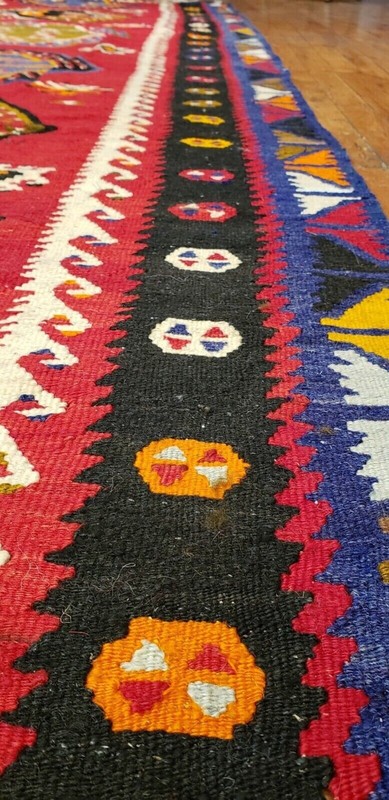 Cr1900-1939s Antique Tent-Woven Kilim Traditional Bohemian Rug 5'3"×10' gallery