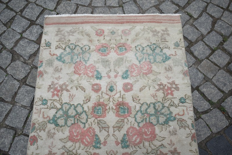 Turkish Rug 33'' x 86'' Vintage Muted Dye Oushak Rug Corridor Kitchen Wool Rug gallery