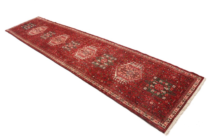 Geometric Tribal Design Vintage Red 3X13 Hand-Knotted Oriental Runner Rug Carpet gallery
