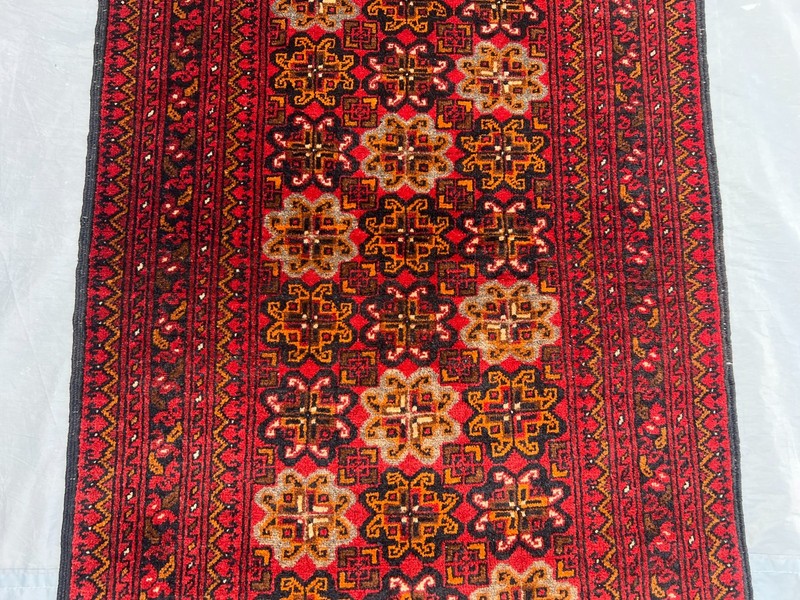Vintage Turkmen Ersari Runner Rug Hand Knotted Wool Hallway Carpet 2'8x9'3 ft gallery