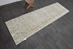 Vintage Turkish Runner Rug 2x8ft Wool Anatolian Handmade Hallway Oushak BEIGE