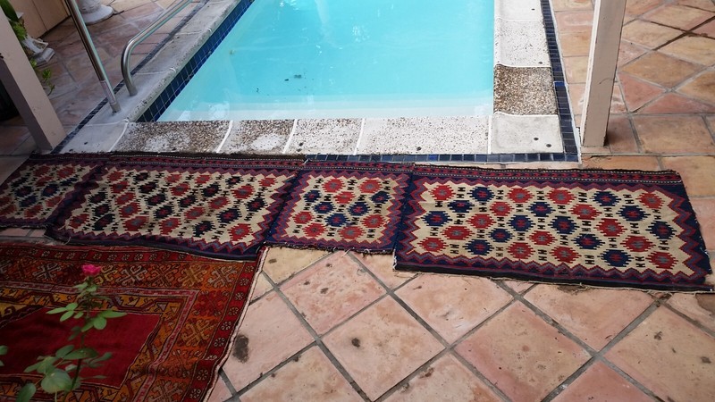 Antique Caucasian Shirvan carpet kilim mafrash bag face gallery