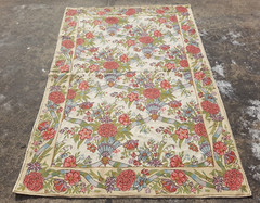 Vintage Traditional Handmade Kashmiri Crewel Wool Flatweave Rug 180×120 cm