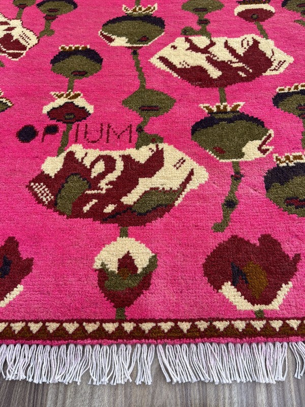 war rug Mini Afghan Handmade Rug 78x62 Cm Handicrafts Poppy Flower Rug S318 gallery