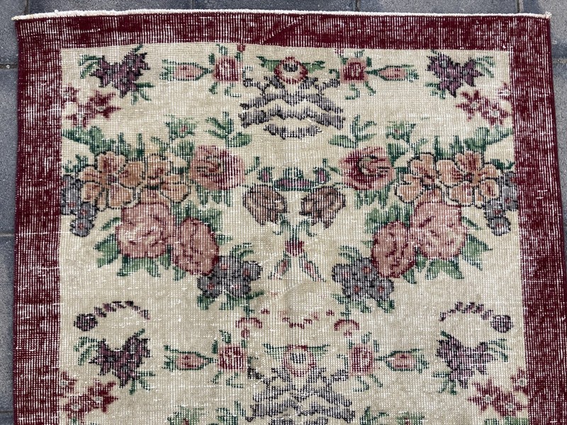 Yellow rug, Turkish rug, Vintage Wool rug, Area rug, Handmade rug, 3.1 x 6.1 ft gallery