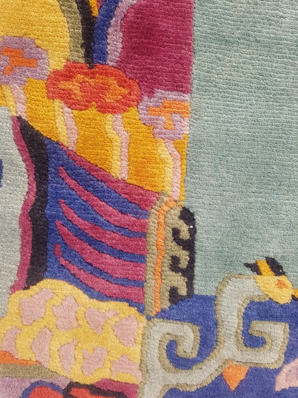 Vintage Tibetan Handmade Chinese Floral Multicolor Wool Rug Carpet 190x138 cm gallery