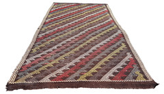 Vintage 1950s Rug , Goat wool Tribal Kilim Handwoven flatweave from Urfa, Turkey