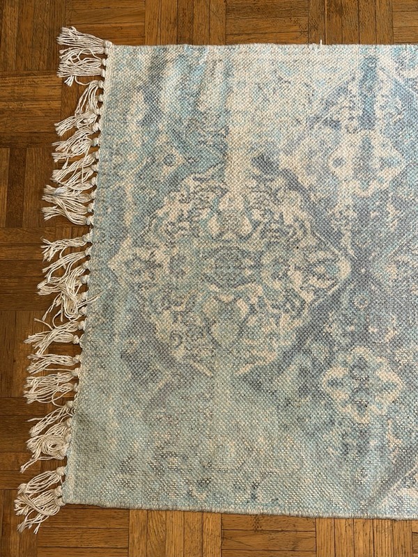 Small Light Blue / Ivory 2’X 4’ Stained Rug/ Matte gallery