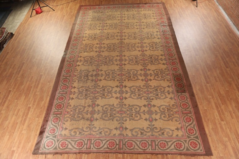 Antique Savonnerie Oriental Palace Size Rug 11x19 French Hand-knotted Carpet gallery