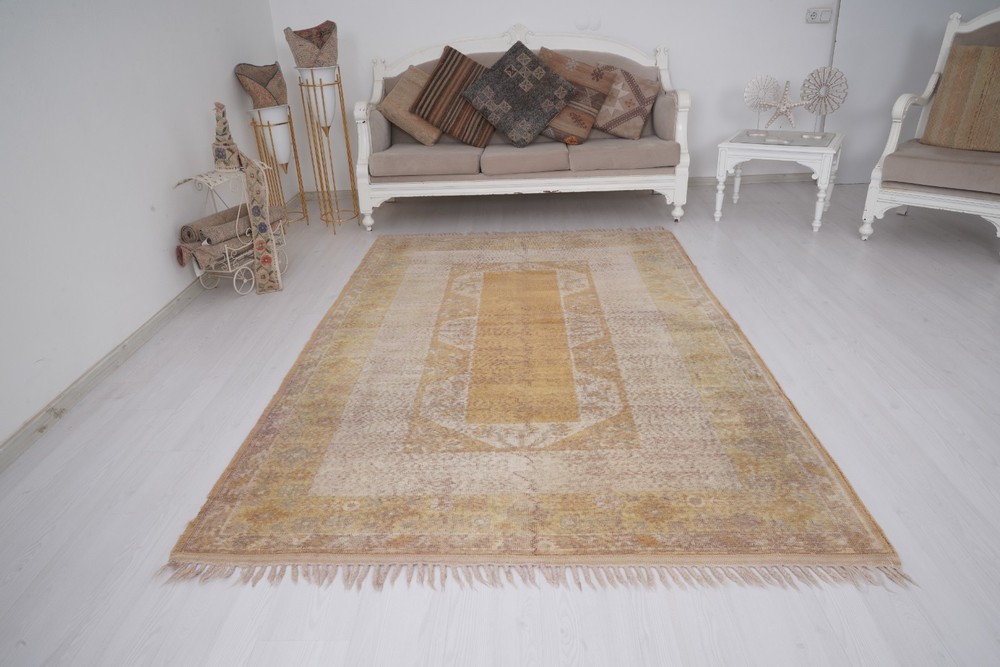 5 x 8 Area Turkish Rug Muted Oushak Vintage Rug Faded Antique Organic Rug 228