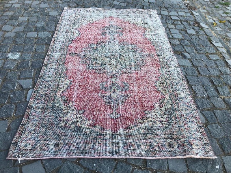 Bohemian Area Rug Handmade Wool Rug Turkish Vintage Traditional Rug 3,9 x 6,5 ft gallery
