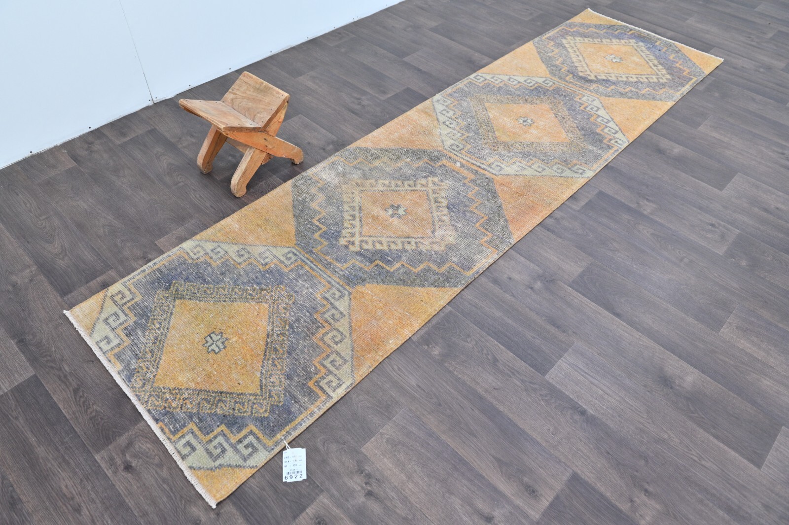 Vintage Turkish Runner Rug 3x10ft Wool Anatolian Handmade Hallway Oushak ORANGE gallery