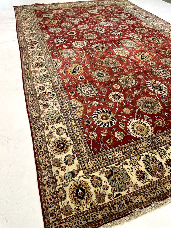 Antique Oriental Hand-Knotted Wool Area Rug Red/Ivory/Green/Black 10'8" x 17'9" gallery