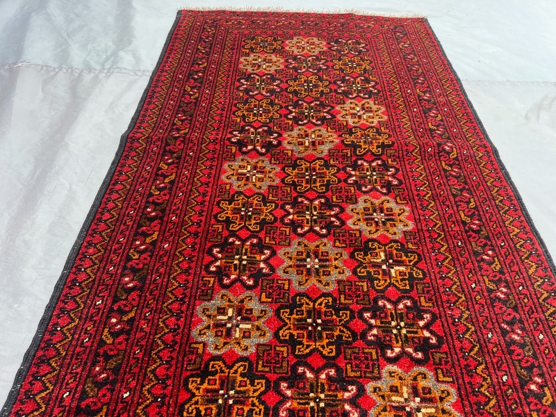 2'8x9'3 ft Vintage Turkmen Ersari Runner Rug Hand Knotted Wool Hallway Carpet gallery