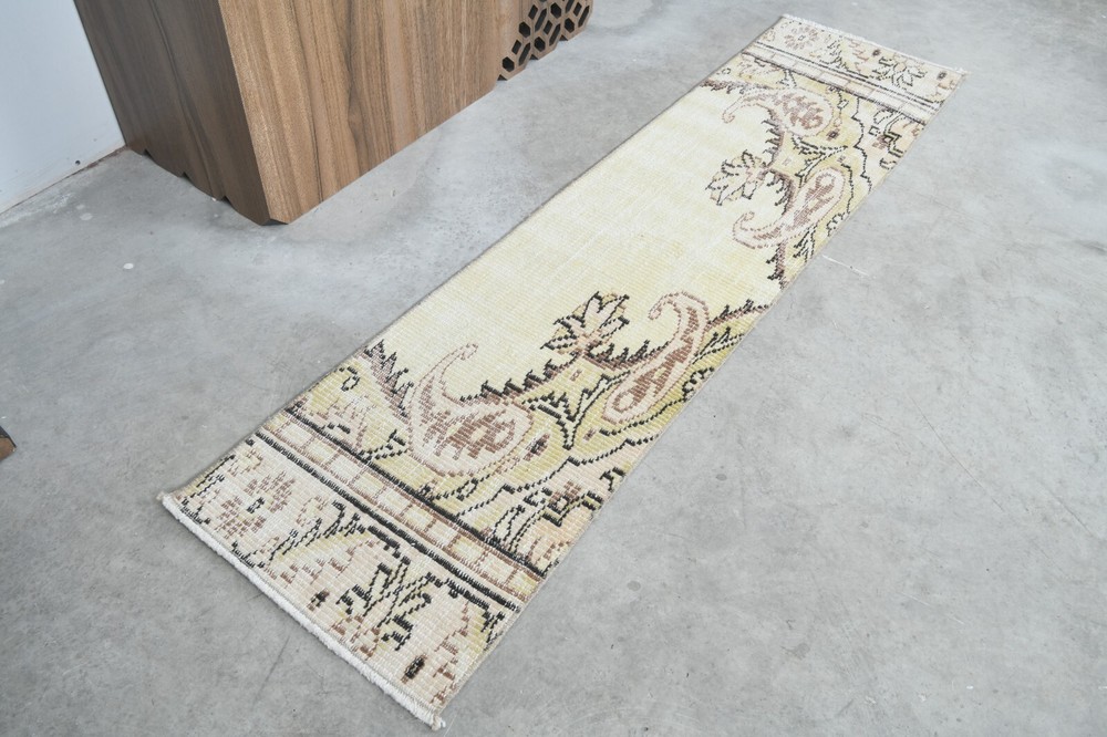 Home Decor, Handmade Wool Rug 1x5, Turkish Small Runner, Vintage Doormat Rug,511