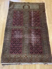 Vintage Rug 3′ 1 x 4′ 11 Hand Knotted Pakistan Prayer Oriental Rug