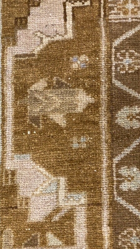 Bohemian Antique 1900-1939's Muted Natural Dye Distressed Oushak Rug 9’4”x4’6”ft gallery