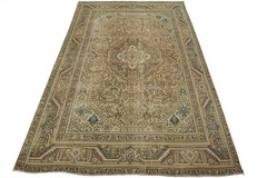 Tabrizi Rug 7’9” x 10’11” Pink Wool Vintage Distressed Hand-Knotted Carpet