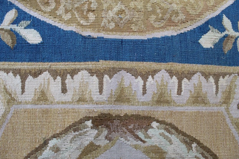 Vintage Hand Made French Design Wool Blue Gold Original Aubusson 282X180cm gallery