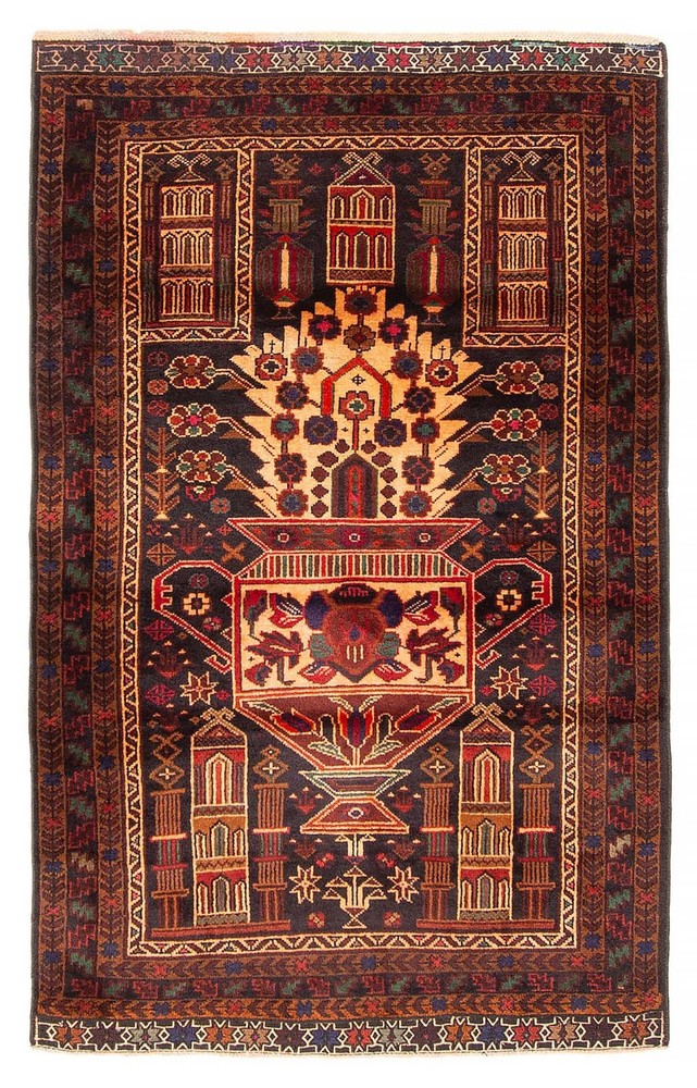 Vintage Hand-Knotted Area Rug 2'11" x 4'8" Traditional Wool Carpet