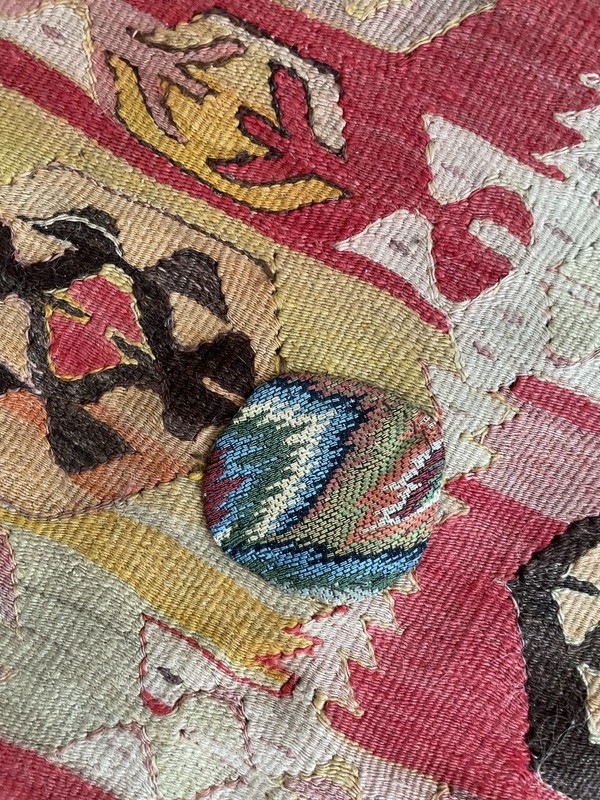 Vintage Handwoven Turkish Anatolian Kilim Runner Rug 46x90 Pink Wool Flat Weave gallery