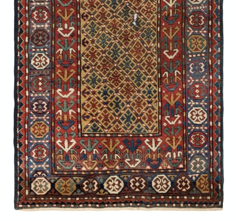 4.4x8.4 Ft Antique Gendje Shirvan Rug, East Caucasus, Late 19th Century gallery
