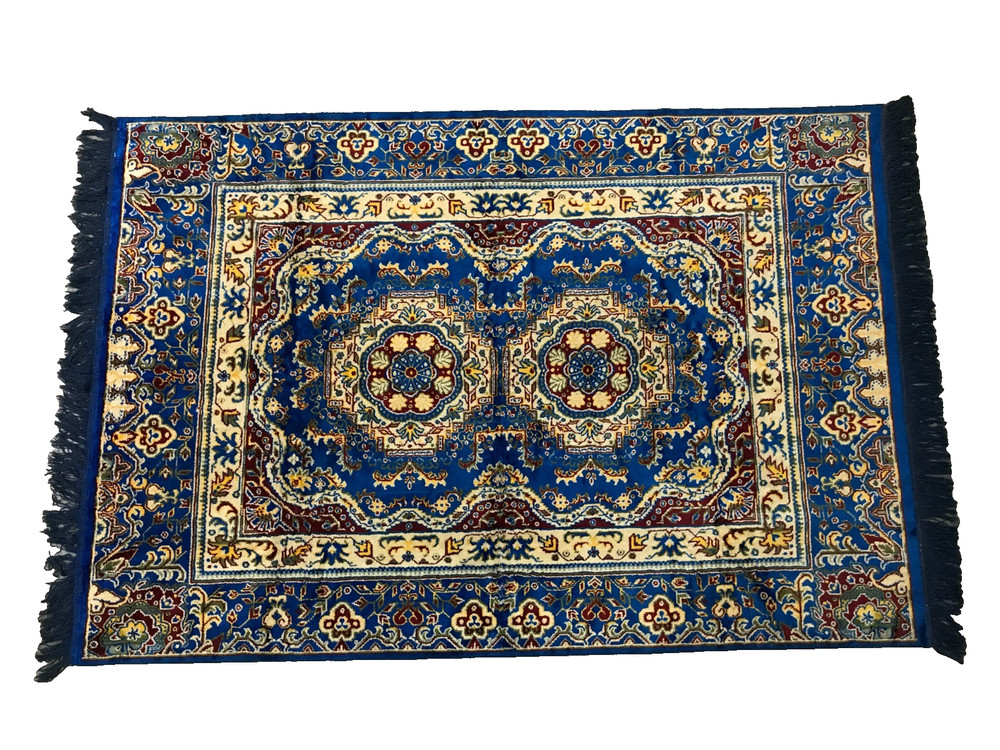 Area Rug 75" x 48" Blue, Red, Gold, Unbranded