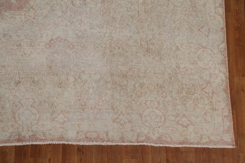 Muted Semi-Antique Floral Distressed 10x13 ft Area Rug Hand-knotted Wool Carpet gallery