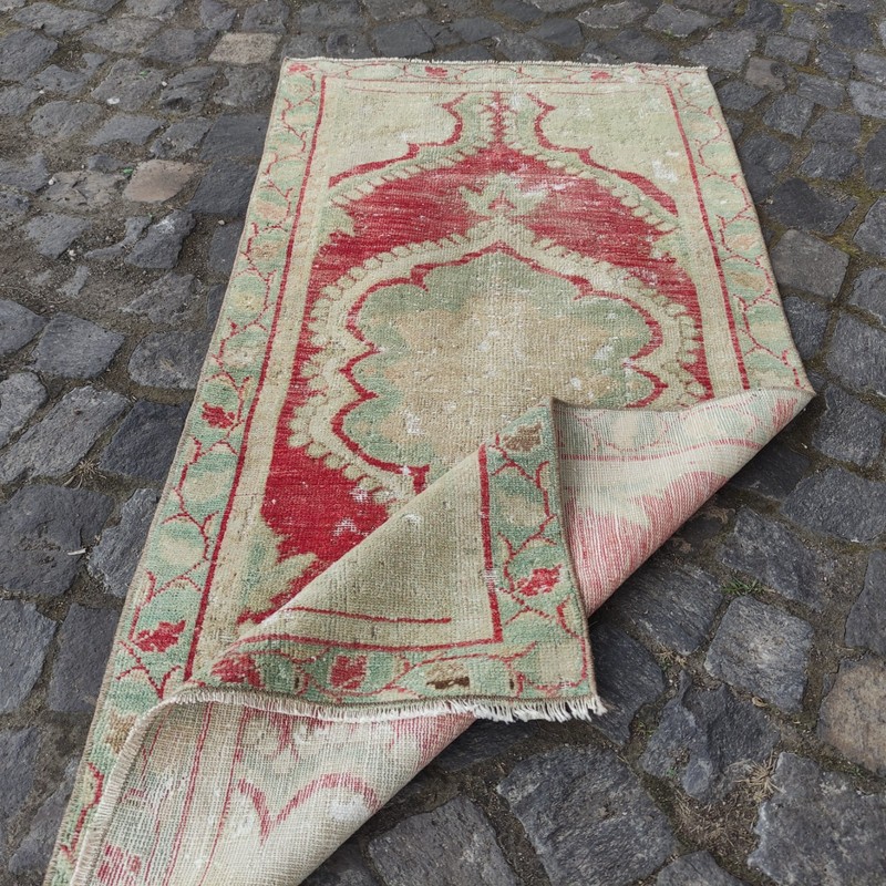 Pastel 2x5 Turkish kitchen rug 2.43 x 4.95ft Vintage Handmade 74 x 151 cm runner gallery