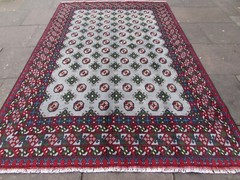Vintage Traditional Hand Made Oriental Wool Grey Red Large Rug 301x198cm