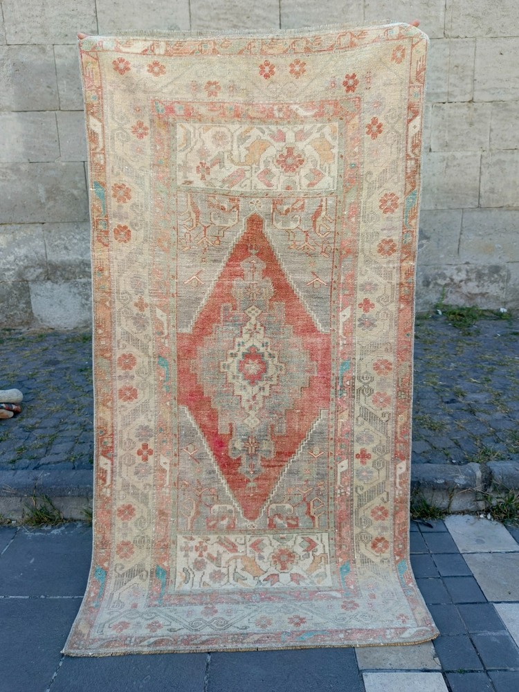 Stunning Vintage Area Rug 3.28 x 6.23 ft , 3x6 Handmade Wool Rug 100 x 190 cm
