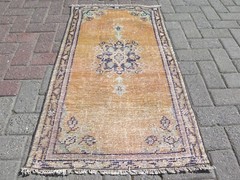 Turkish Wool Carpet, Home Decor Rugs, Handmade Teppich Boho Bedroom Rug 25″x46″