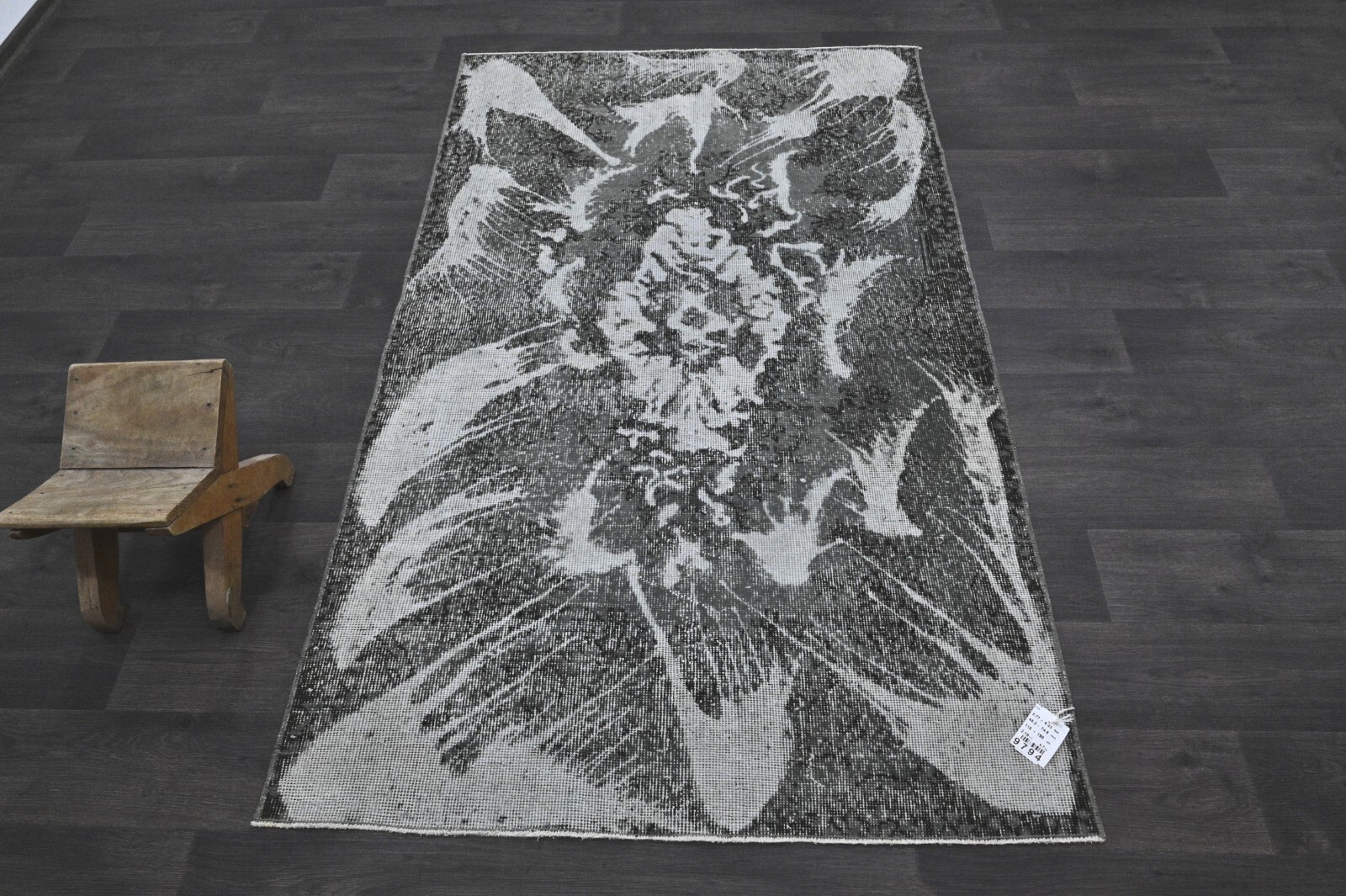 Oushak Turkish Vintage Rug 4x6 Kilim Rug Anatolian Handmade Boho Decor GRAY gallery