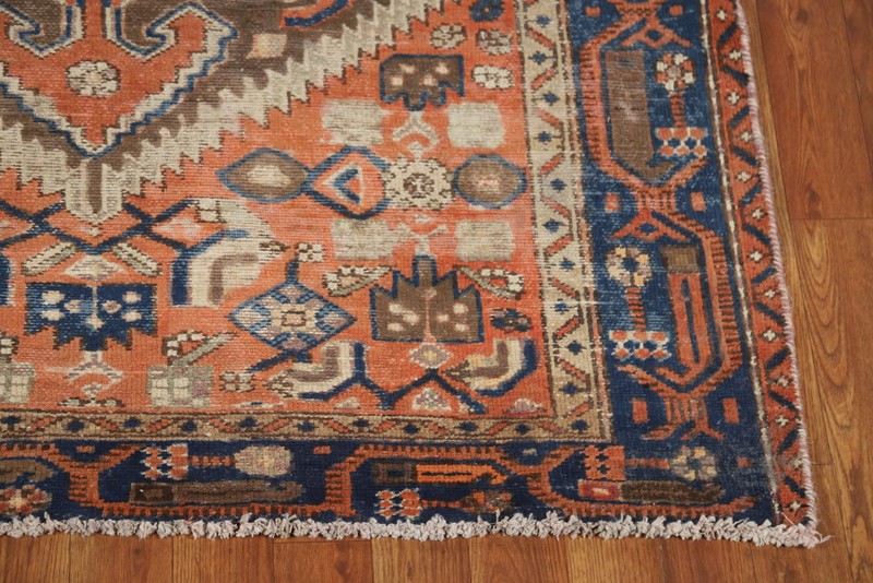 Traditional Vintage Orange Rug 4x7 Ft Hand-Knotted Geometric Wool Carpet gallery