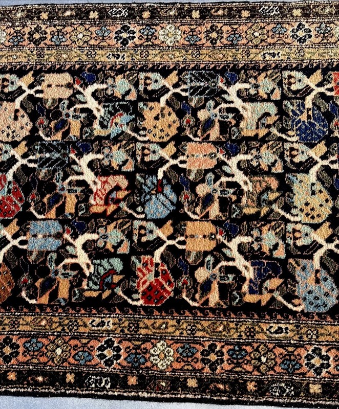 3 X 15 Rare Antique 100% Wool Kurdish Runner Rug Beautiful Pattern Arabesques gallery