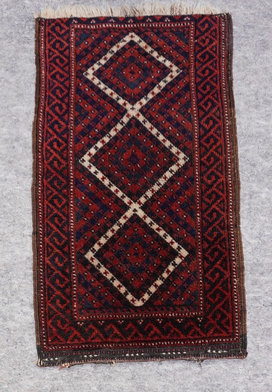 Antique Baluchh Bagface Hand Knotted 100% Wool Veg. Dyes Tribal Rug 1'4" x 2'3" gallery