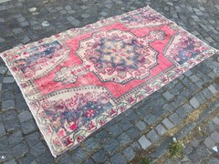 Home Decor Rug, Turkish Vintage Rug, Boho Decor Rug, Oushak Rug,4,4 x 7,7 ft