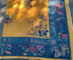 Vintage Chinese Art Deco Rug 11.7 x 9.5 Hand Knotted
