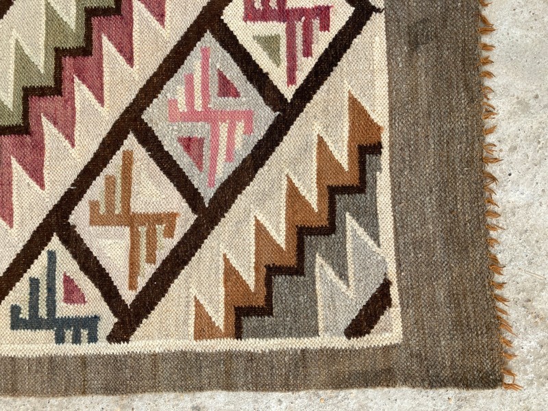 Vintage Navajo Handwoven Beautiful Native American Rug Carpet 147x56 cm gallery