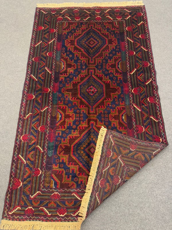 Vintage 7x4 Ft Tribal Geometric Rug | Hand Knotted Wool | Boho | Wall Hanging gallery