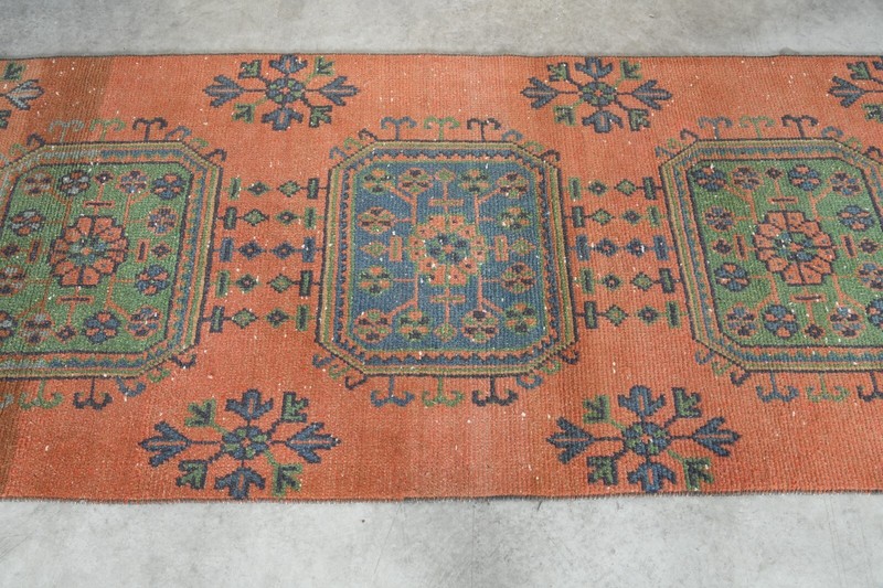 Oushak Runner Rugs Turkish Runner Hand-Knotted Carpet Vintage Rug 3 x 11 ft 283 gallery
