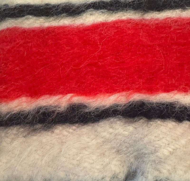 Vintage Hand Woven Striped Turkish Mohair Wool Shaggy Rug 5’x7’ Knotted Fringe gallery