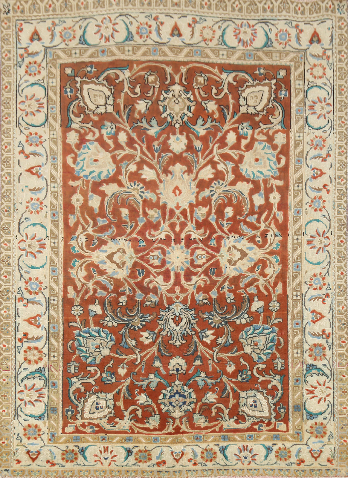 Rust/ Ivory Vintage Overdyed Wool Traditional Rug 4x6 ft Hand-knotted Carpet gallery
