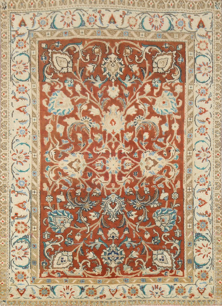 Rust/ Ivory Vintage Overdyed Wool Traditional Rug 4x6 ft Hand-knotted Carpet