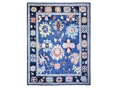 12’x15’2″ Sapphire Blue, Natural Dyes Pure Wool, Hand Knotted Angora Oushak Rug
