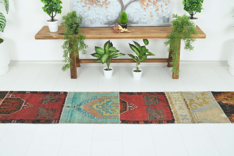 Turkish Runner Rug 2x8 Hand-Knotted Vintage Oushak Oriental Rug Wool Carpet,703 gallery