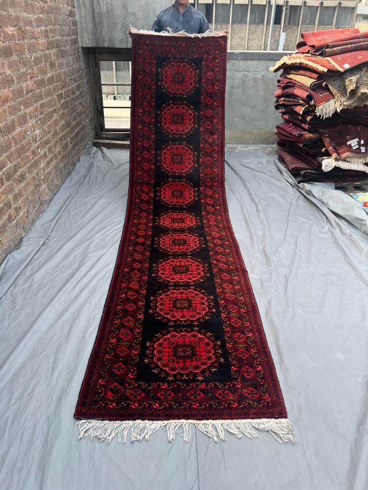 2'9 x 11'6 ft Vintage Afghan Turkoman Ersari Runner Rug – Hand-Knotted Wool Rug