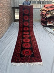 2’9 x 11’6 ft Vintage Afghan Turkoman Ersari Runner Rug – Hand-Knotted Wool Rug